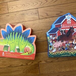 Crocodile Creek The Day at The Farm  And Dino land 48  And 36 Pc Jigsaw Puzzles
